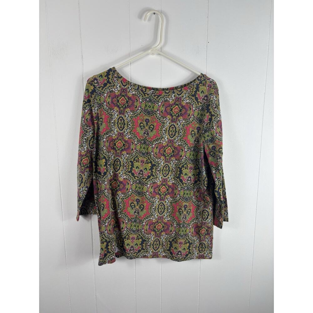 Women's Talbots 3/4 Sleeve Blouse Plus Size 1X Round Neck Artsy Grandma
